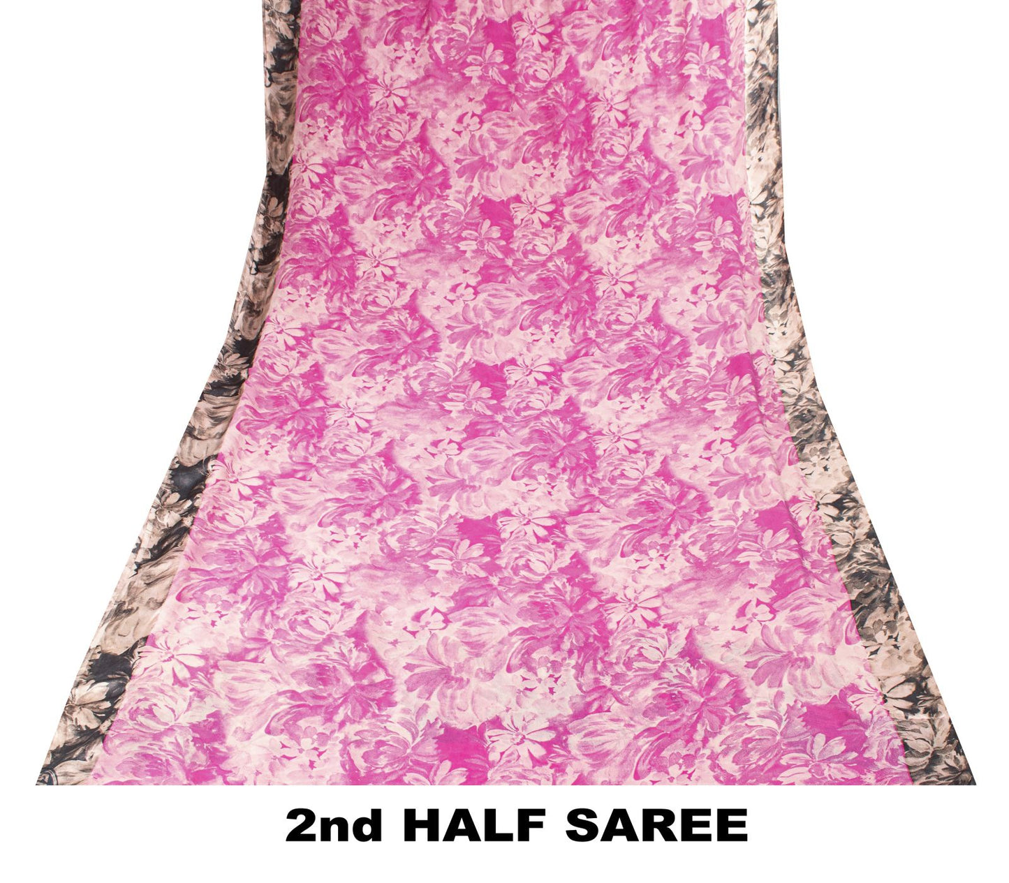 Sanskriti Vintage Pink Saree Pure Georgette Sari Floral Printed Fabric 6+ yard