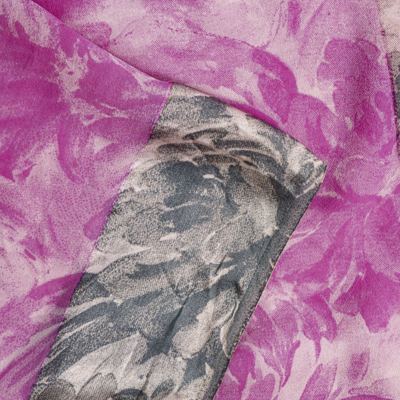 Sanskriti Vintage Pink Saree Pure Georgette Sari Floral Printed Fabric 6+ yard