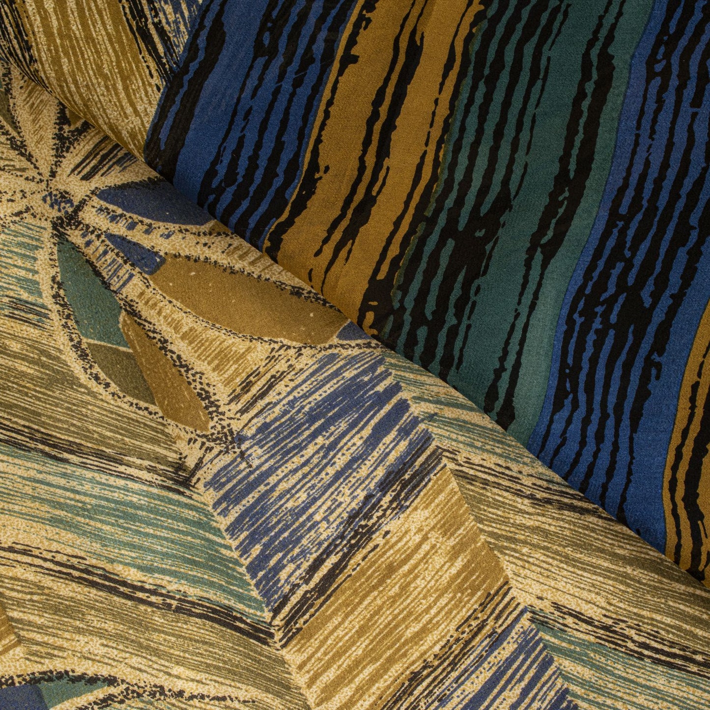 Sanskriti Vintage Saree Beige Pure Georgette Silk Floral Lines Print Sari 6+Yard