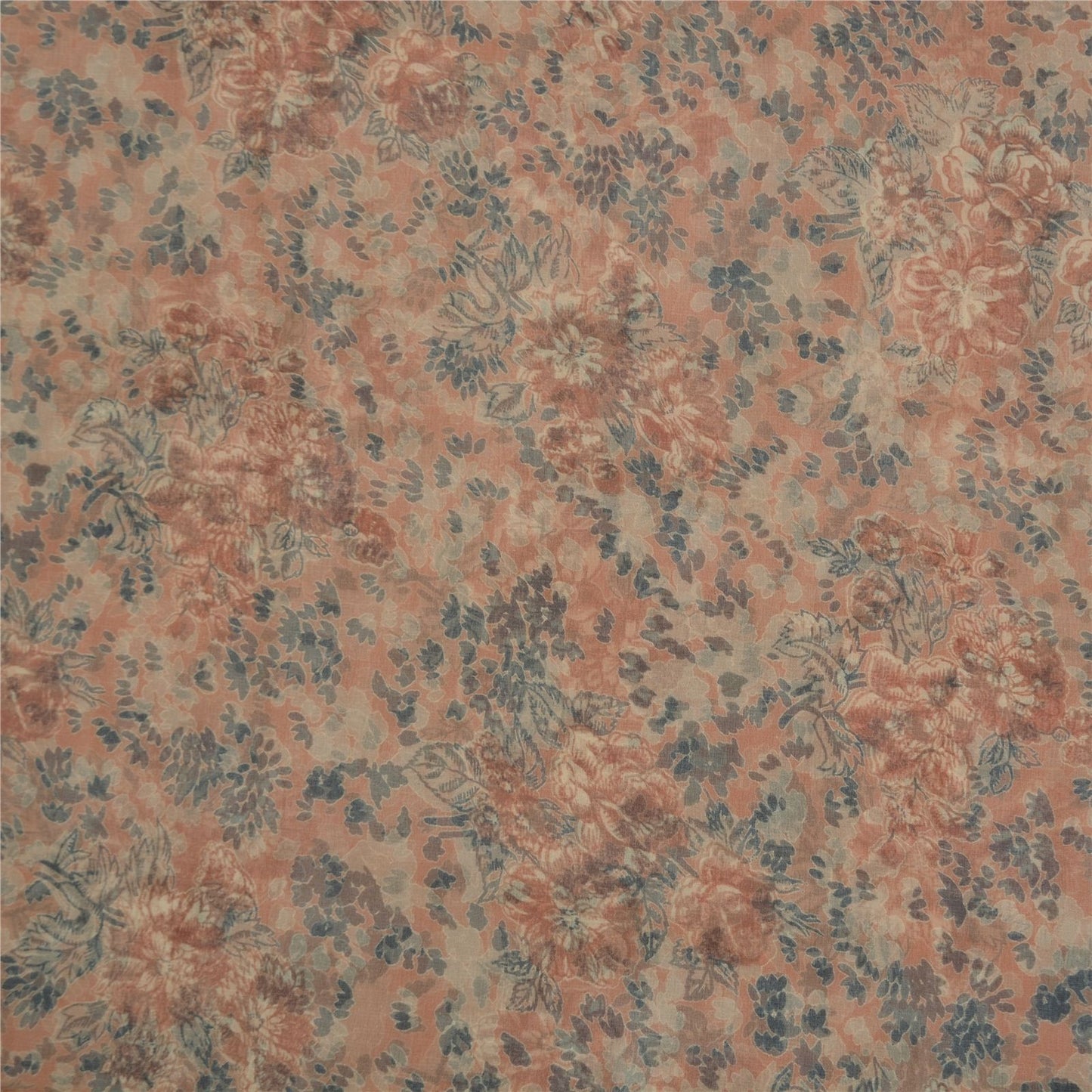 Sanskriti Vintage Pink Soft Pure Chiffon Saree Floral Printed 5Yd Craft Fabric
