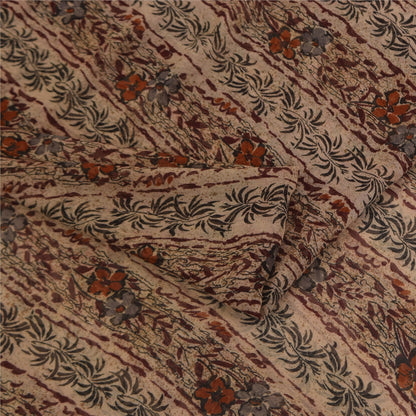 Sanskriti Vintage Cream-Red Saree Pure Chiffon Printed-Zari-Mukaish Sari Fabric