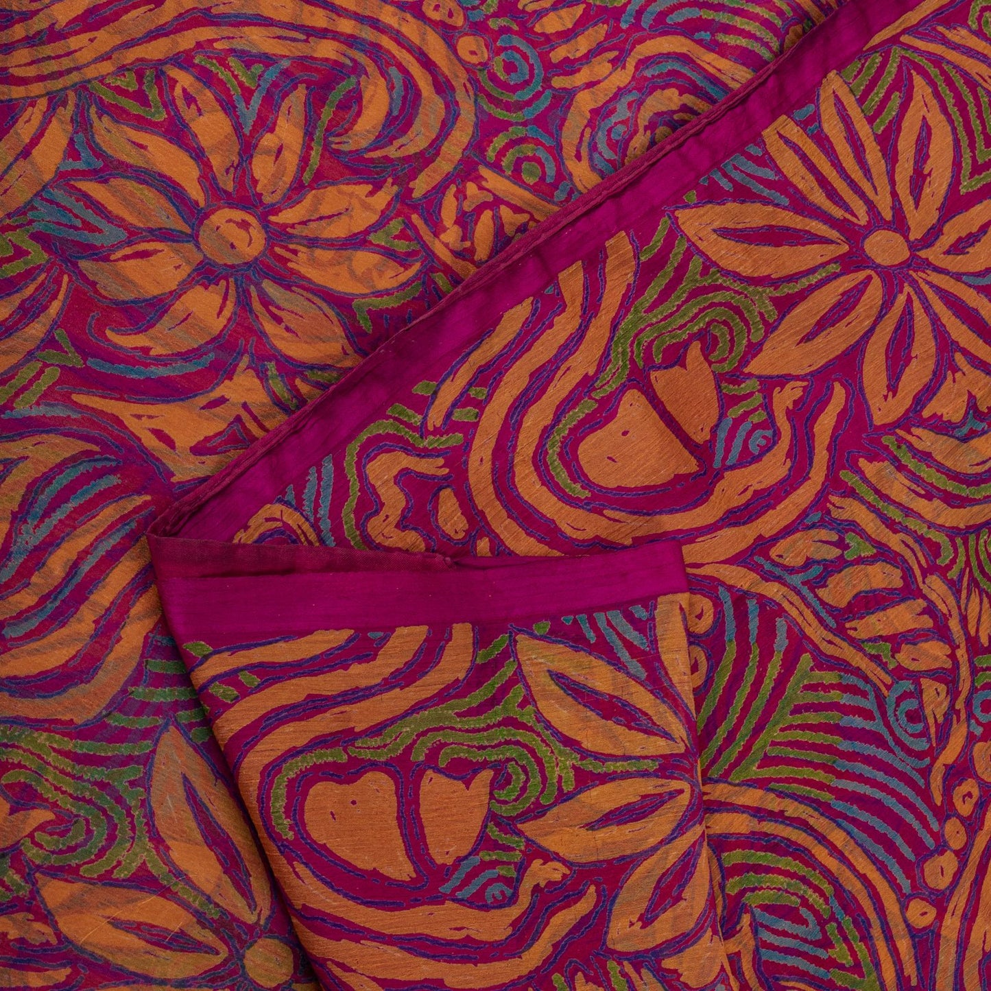 Sanskriti Vintage Saree Pink Pure Chiffon Floral Printed Sari 5.5+Yard Fabric