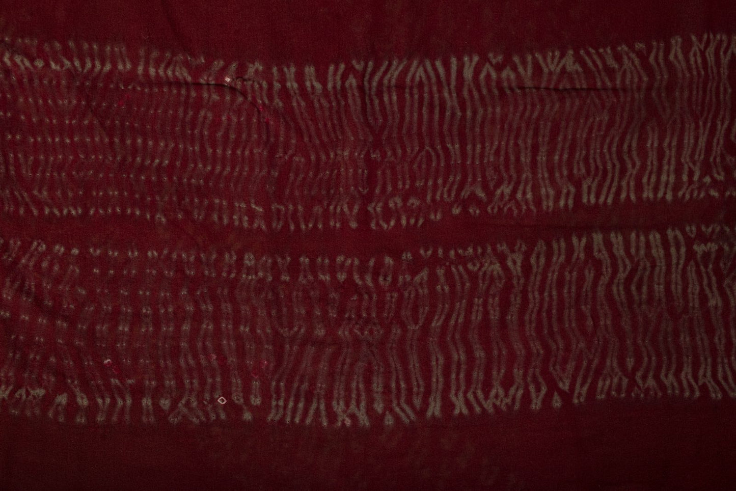 Sanskriti Vintage Saree Maroon Pure Georgette Silk Batik Work Sari 5+Yard Fabric