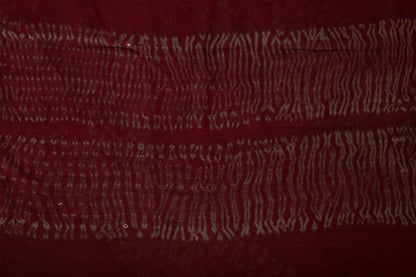 Sanskriti Vintage Saree Maroon Pure Georgette Silk Batik Work Sari 5+Yard Fabric