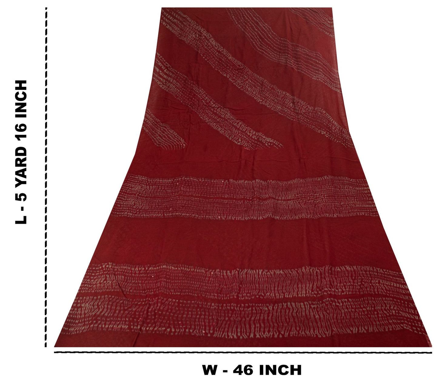 Sanskriti Vintage Saree Maroon Pure Georgette Silk Batik Work Sari 5+Yard Fabric