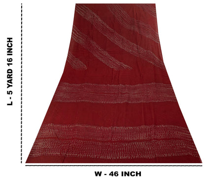 Sanskriti Vintage Saree Maroon Pure Georgette Silk Batik Work Sari 5+Yard Fabric