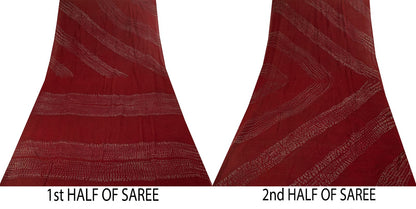 Sanskriti Vintage Saree Maroon Pure Georgette Silk Batik Work Sari 5+Yard Fabric