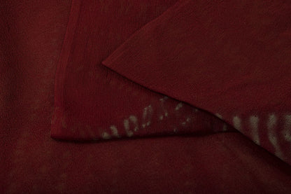 Sanskriti Vintage Saree Maroon Pure Georgette Silk Batik Work Sari 5+Yard Fabric