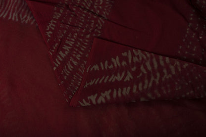 Sanskriti Vintage Saree Maroon Pure Georgette Silk Batik Work Sari 5+Yard Fabric