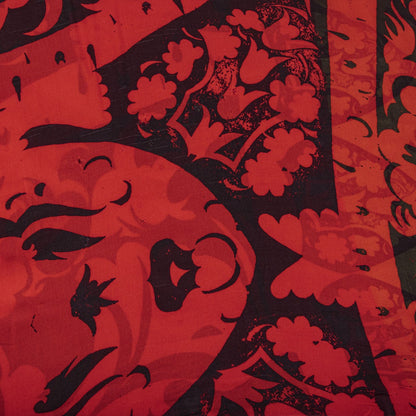 Sanskriti Vintage Saree Red Pure Georgette Silk Floral Print Sari 5+Yard Fabric