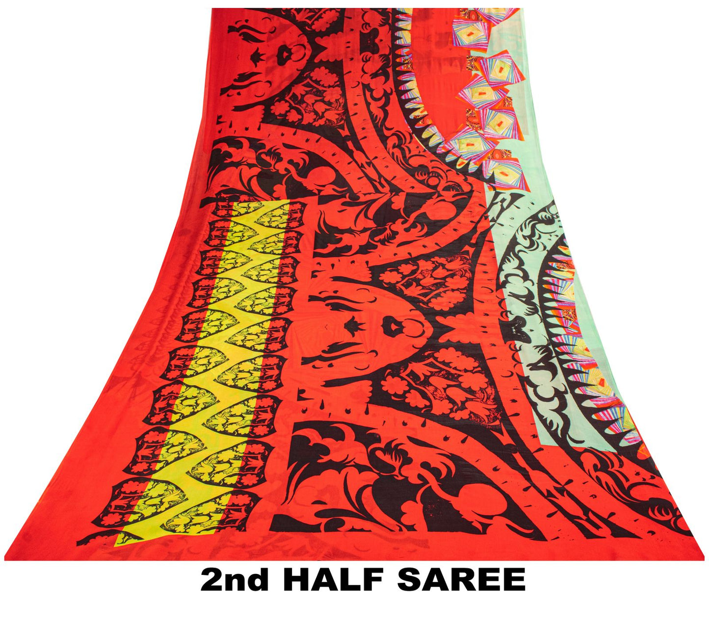 Sanskriti Vintage Saree Red Pure Georgette Silk Floral Print Sari 5+Yard Fabric
