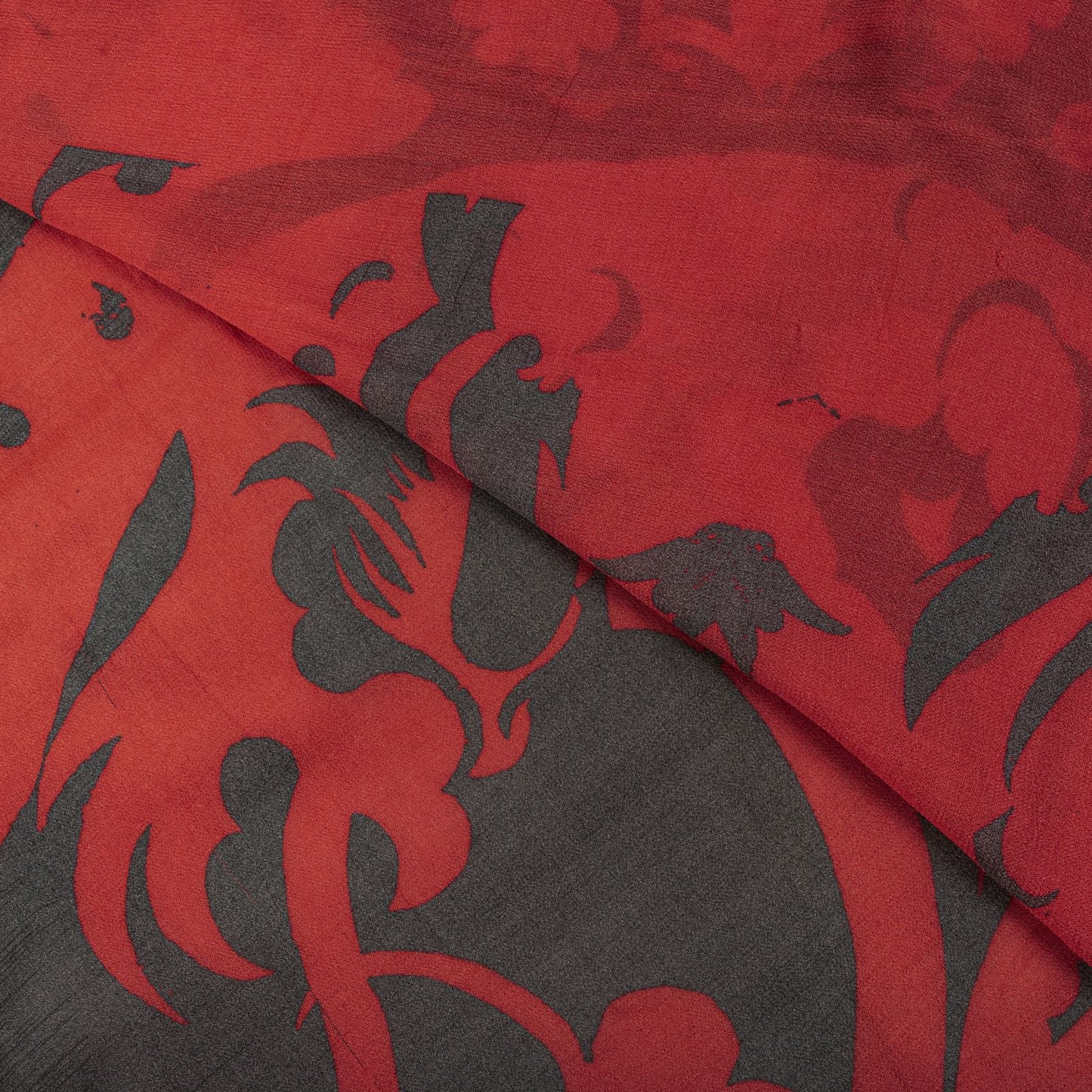 Sanskriti Vintage Saree Red Pure Georgette Silk Floral Print Sari 5+Yard Fabric