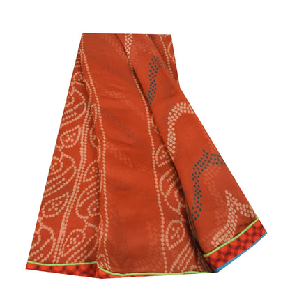 Sanskriti Vintage Red Bandhani Printed Sarees Pure Georgette Silk Sari Fabric