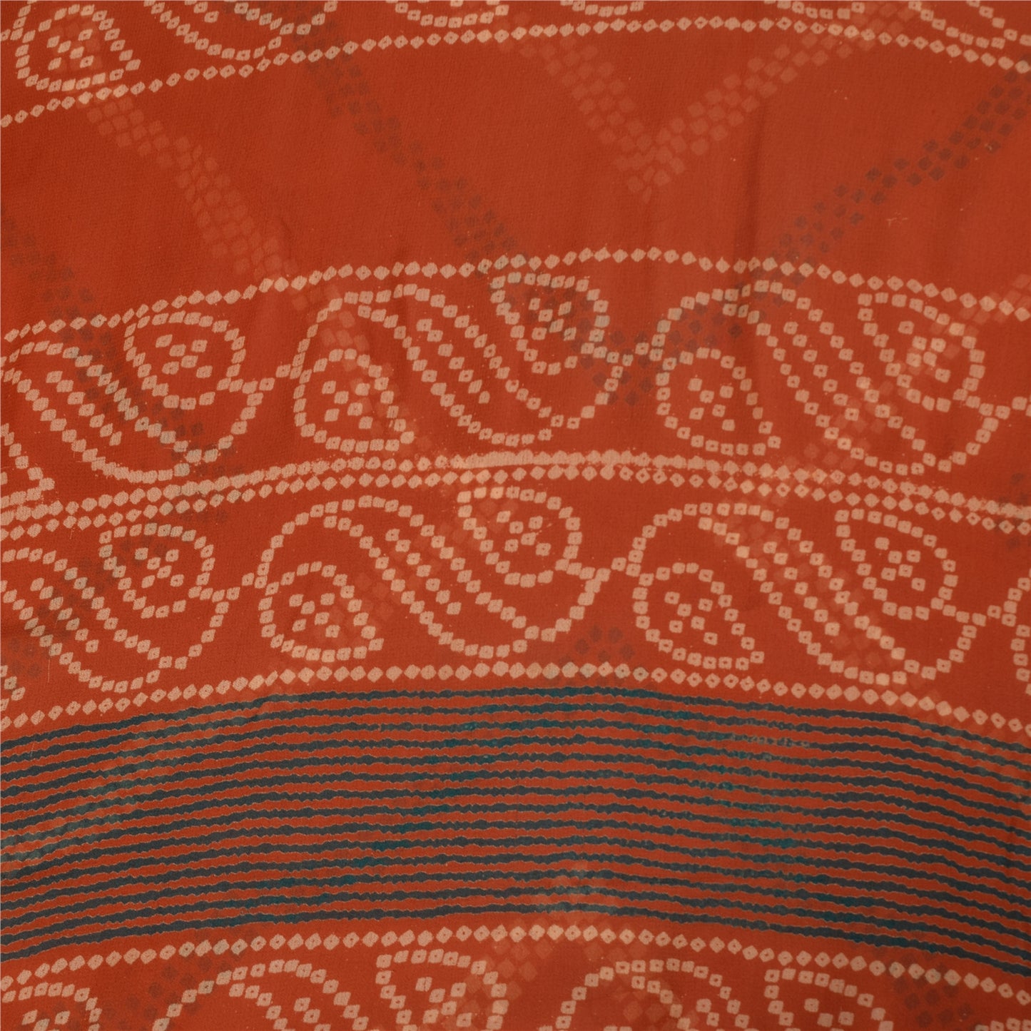 Sanskriti Vintage Red Bandhani Printed Sarees Pure Georgette Silk Sari Fabric