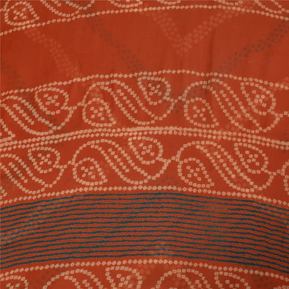 Sanskriti Vintage Red Bandhani Printed Sarees Pure Georgette Silk Sari Fabric