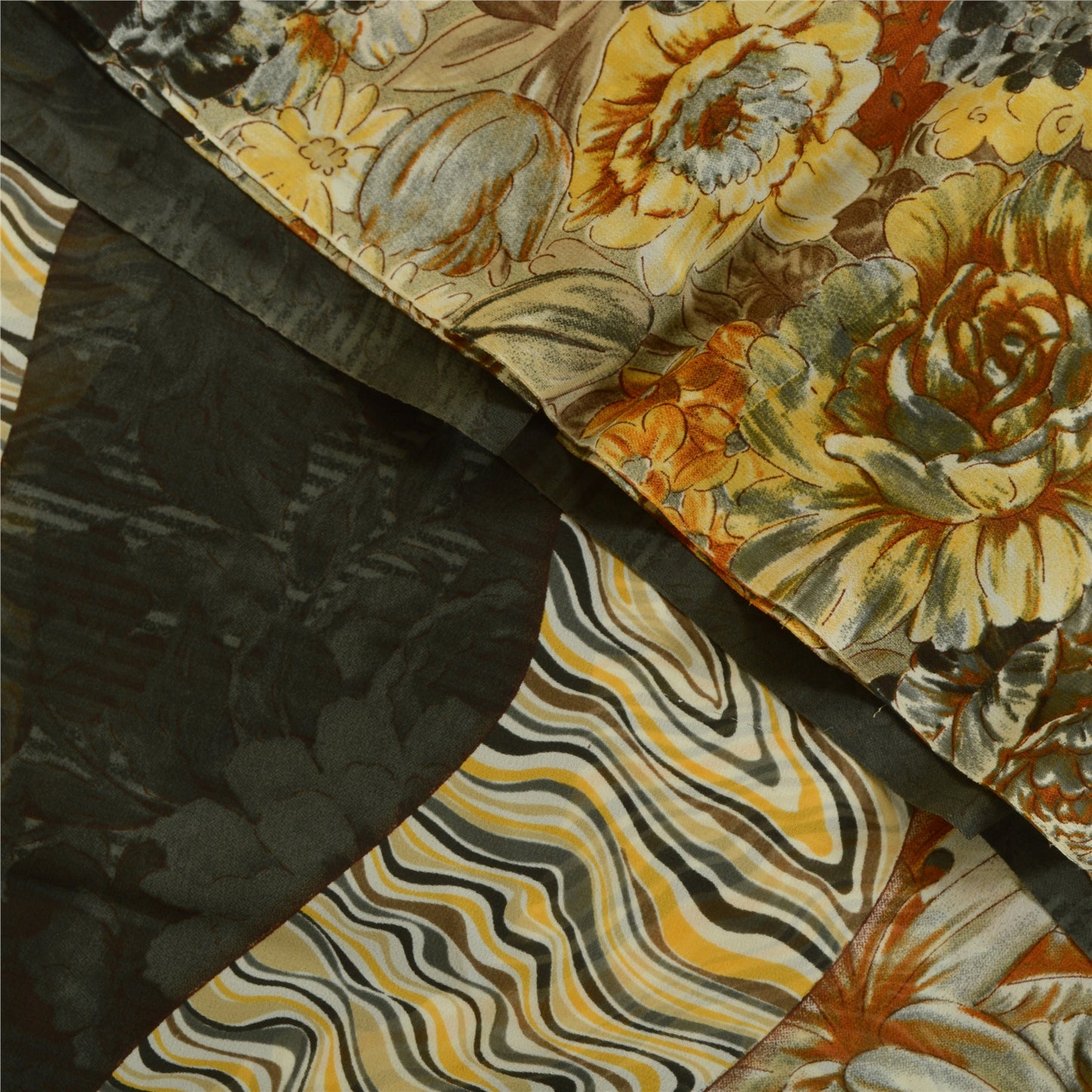 Sanskriti Vintage Multi Sarees Indian Georgette Printed Sari Floral Craft Fabric