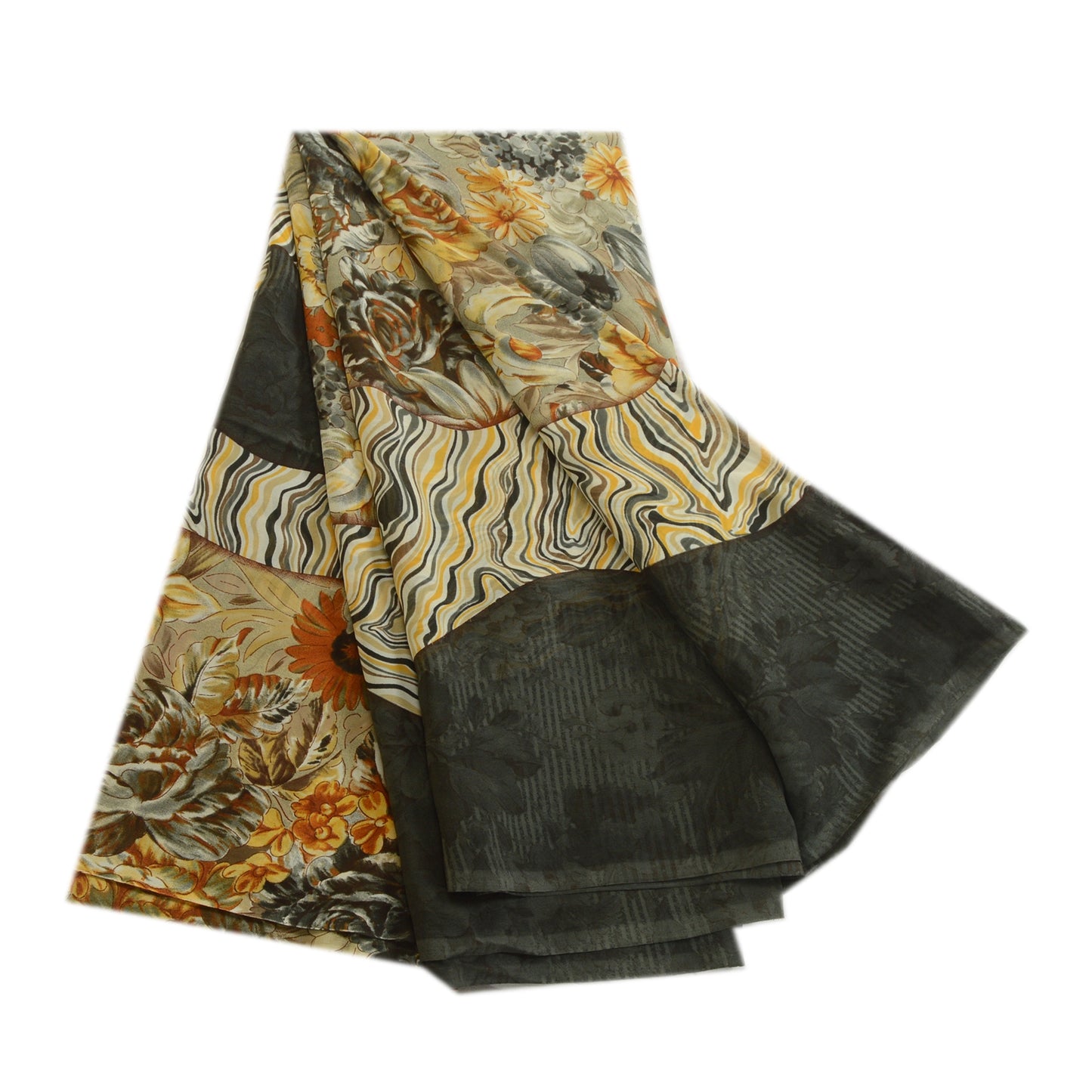 Sanskriti Vintage Multi Sarees Indian Georgette Printed Sari Floral Craft Fabric