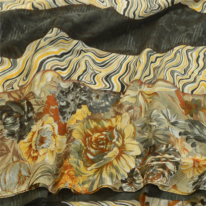 Sanskriti Vintage Multi Sarees Indian Georgette Printed Sari Floral Craft Fabric