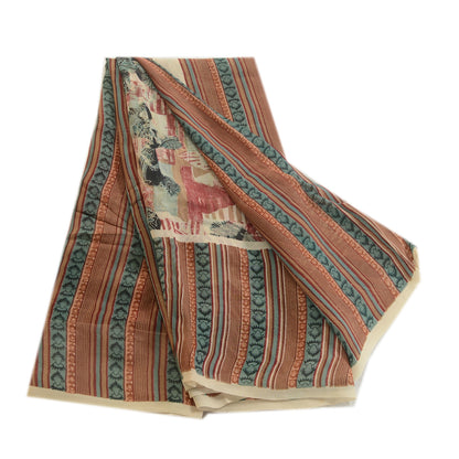 Sanskriti Vintage Multi Sarees Pure Georgette Silk Printed Sari 5yd Craft Fabric