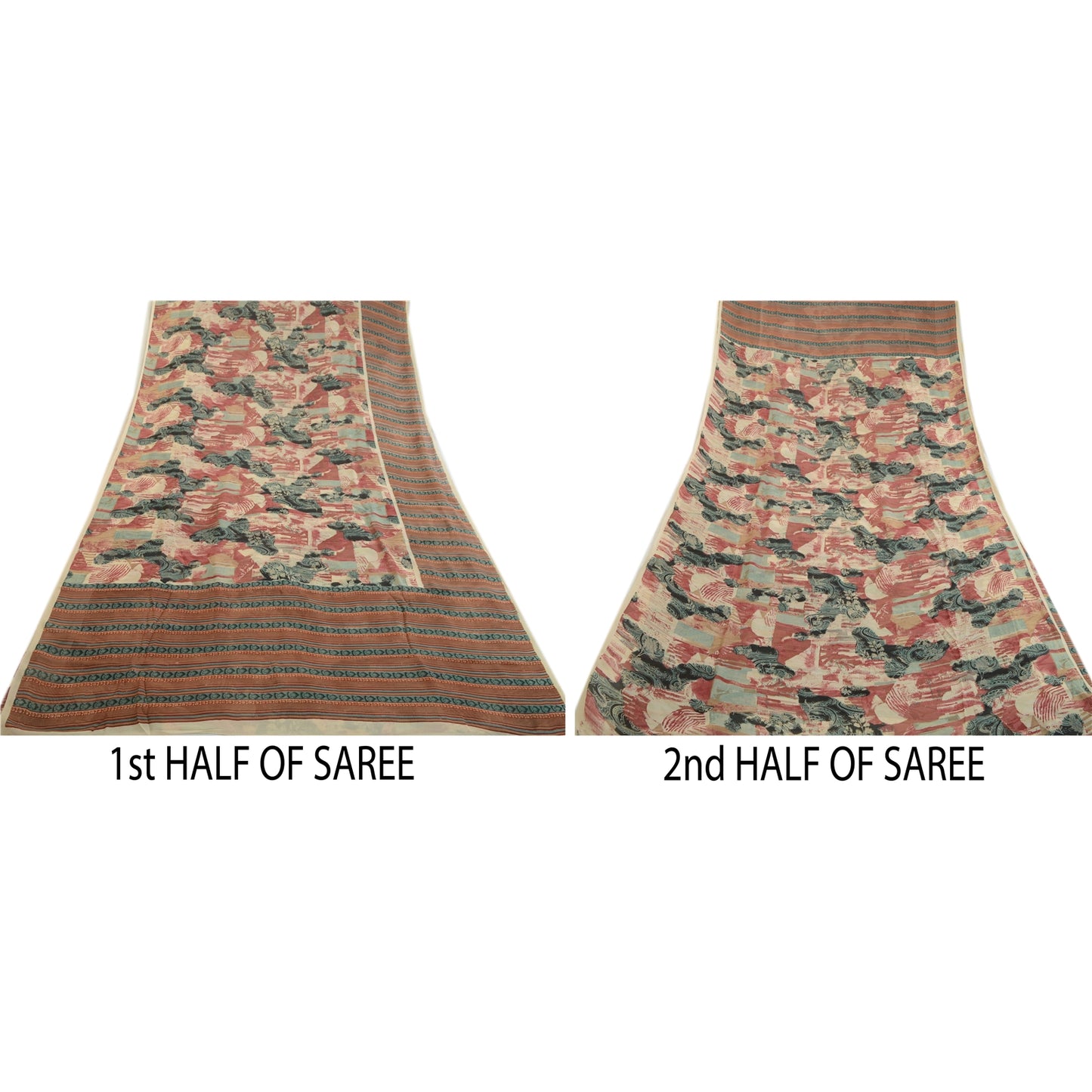 Sanskriti Vintage Multi Sarees Pure Georgette Silk Printed Sari 5yd Craft Fabric