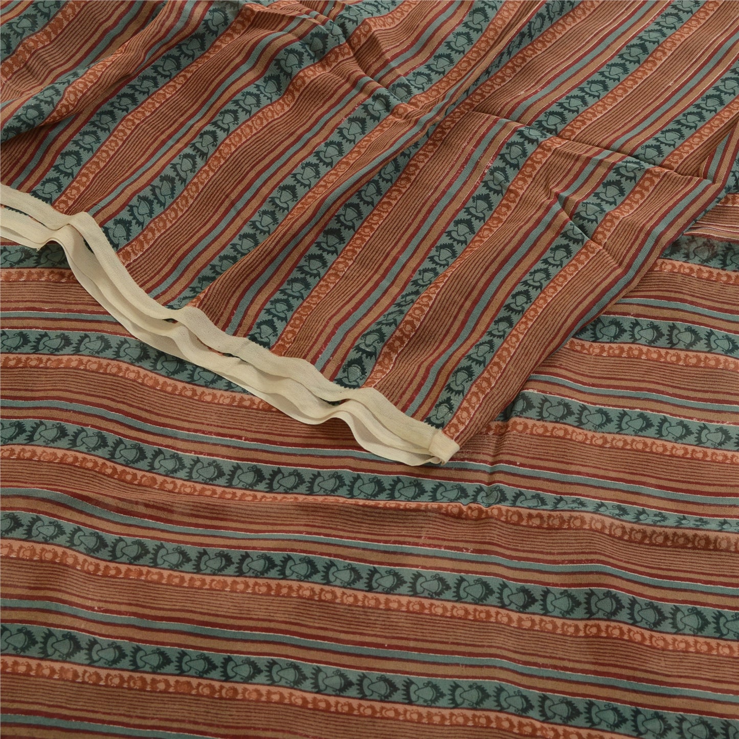 Sanskriti Vintage Multi Sarees Pure Georgette Silk Printed Sari 5yd Craft Fabric