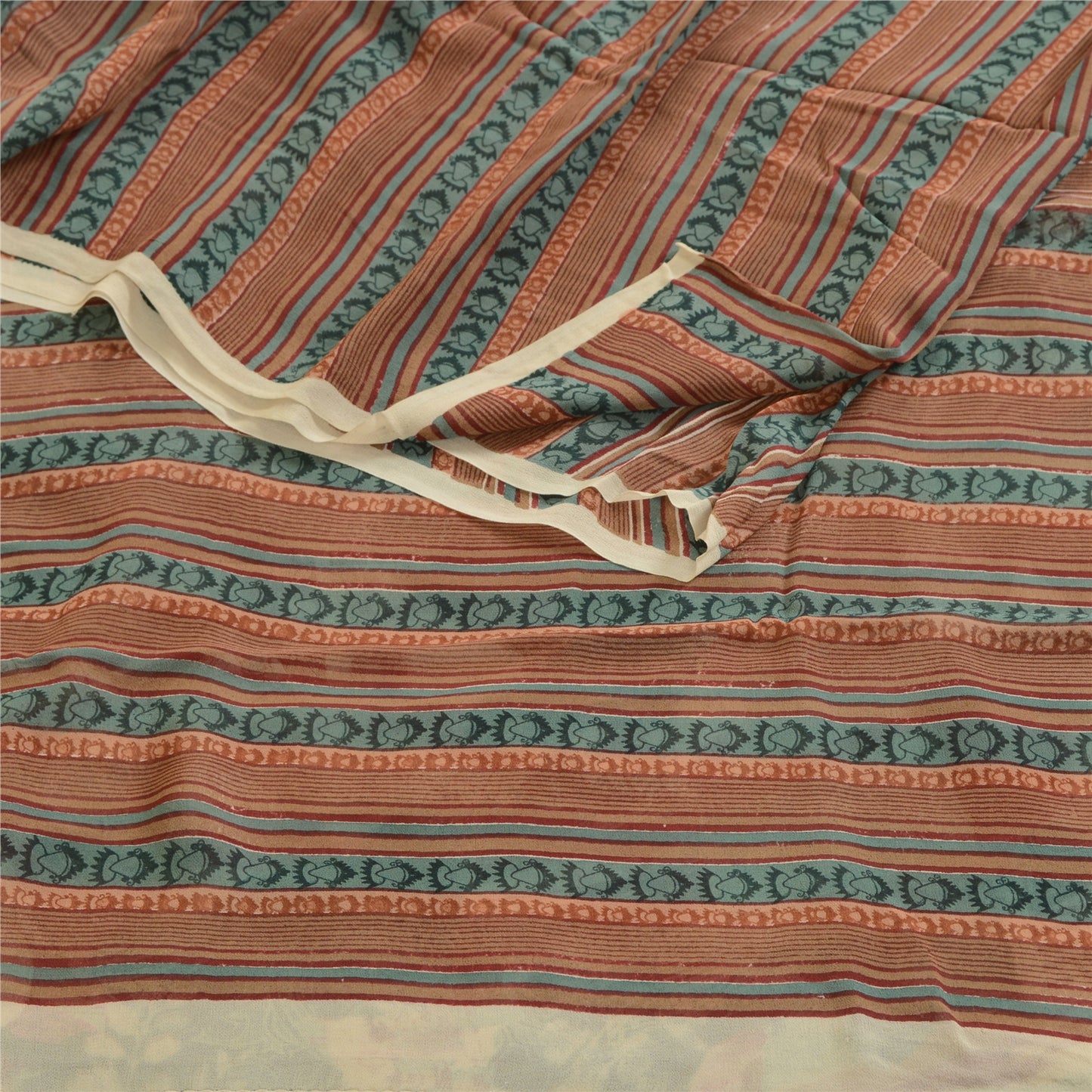 Sanskriti Vintage Multi Sarees Pure Georgette Silk Printed Sari 5yd Craft Fabric