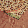 Sanskriti Vintage Sarees ivory & Brown Pure Georgette Print Zari Sari Fabric