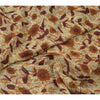 Sanskriti Vintage Sarees ivory & Brown Pure Georgette Print Zari Sari Fabric