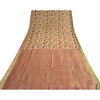Sanskriti Vintage Sarees ivory & Brown Pure Georgette Print Zari Sari Fabric