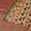 Sanskriti Vintage Sarees ivory & Brown Pure Georgette Print Zari Sari Fabric