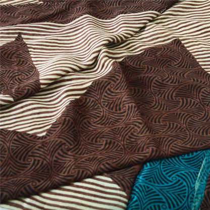 Sanskriti Vintage Printed Blend Georgette Saree 5 Yard Sari Craft Decor Sustainable Fabric