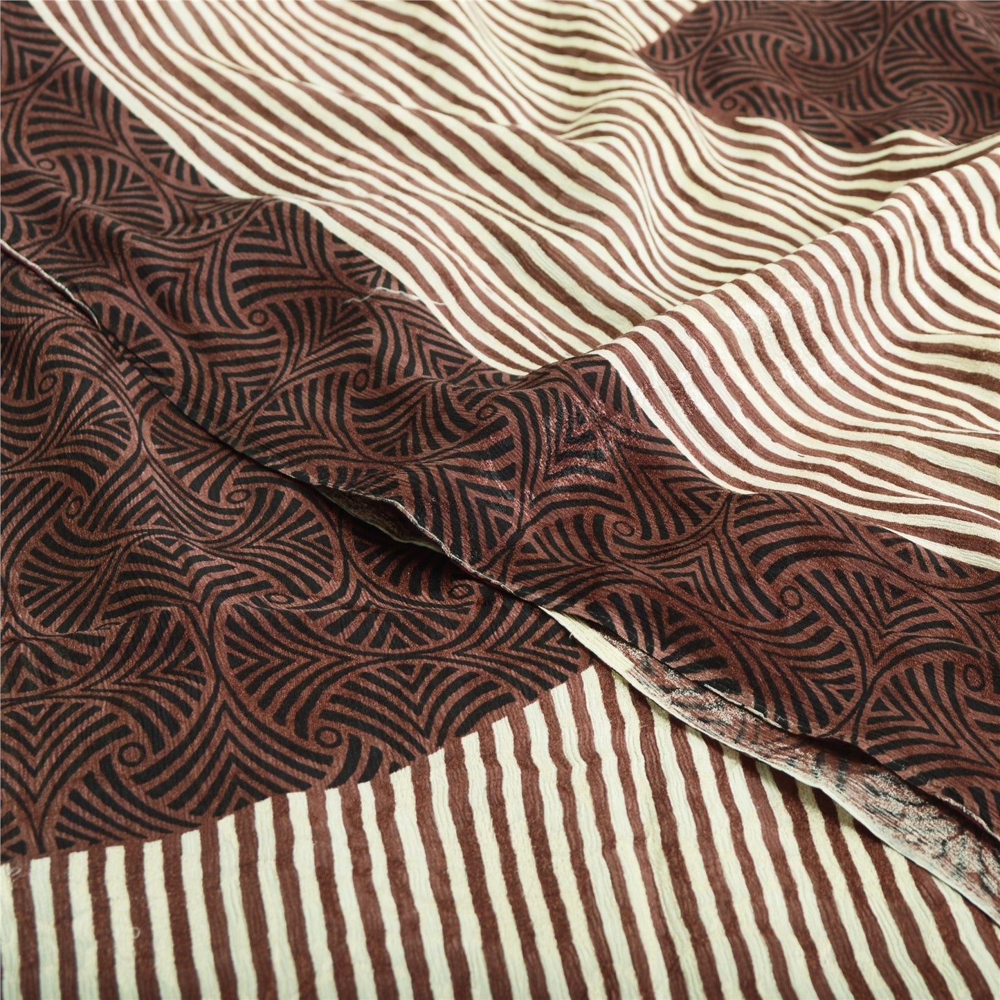 Sanskriti Vintage Printed Blend Georgette Saree 5 Yard Sari Craft Decor Sustainable Fabric
