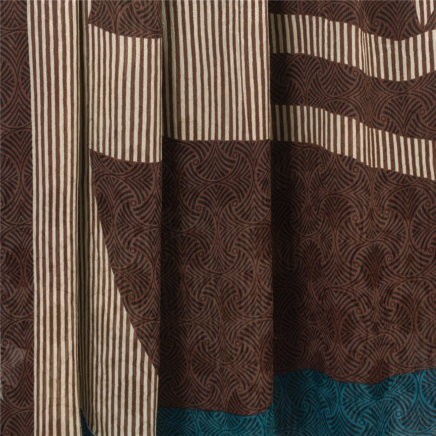 Sanskriti Vintage Printed Blend Georgette Saree 5 Yard Sari Craft Decor Sustainable Fabric