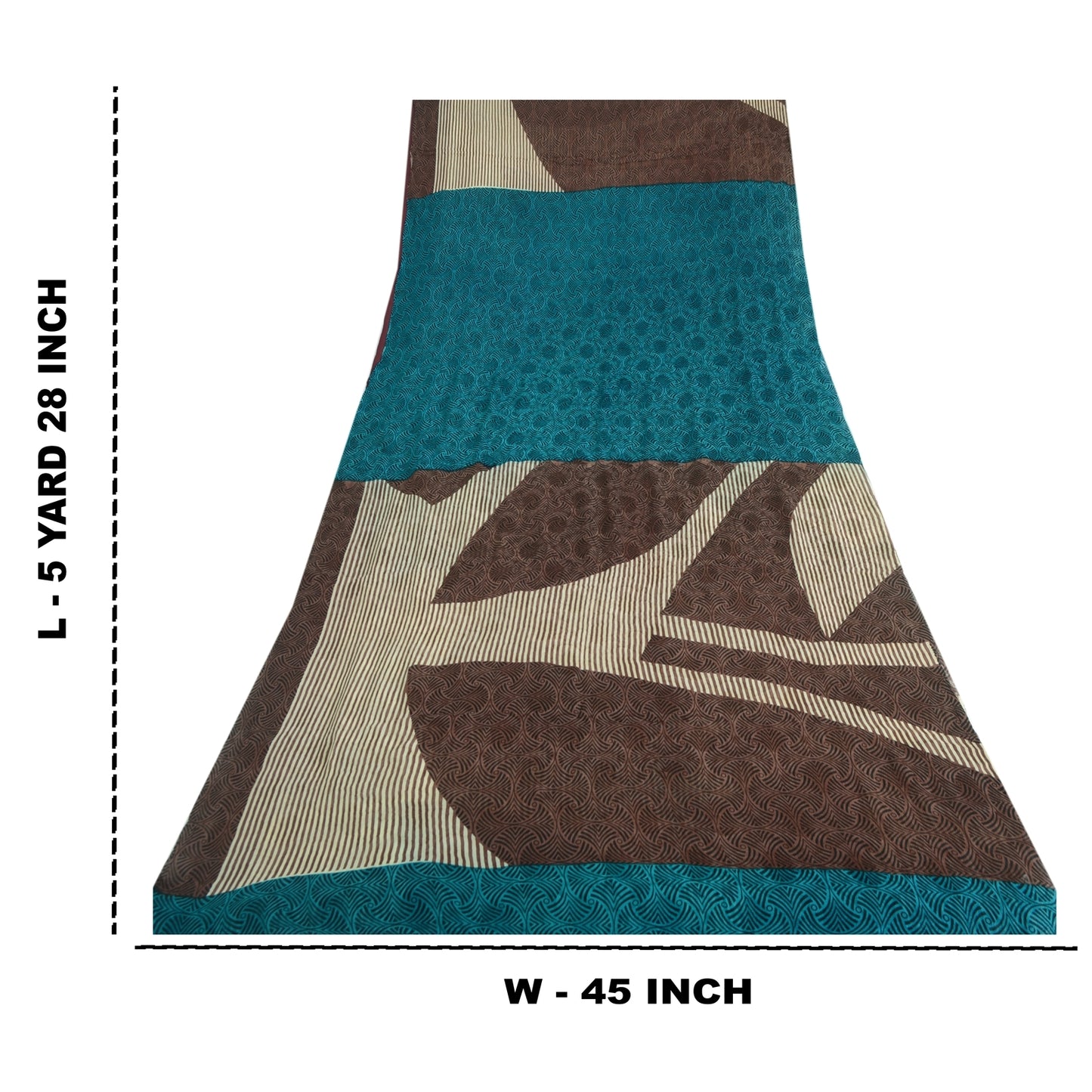 Sanskriti Vintage Printed Blend Georgette Saree 5 Yard Sari Craft Decor Sustainable Fabric