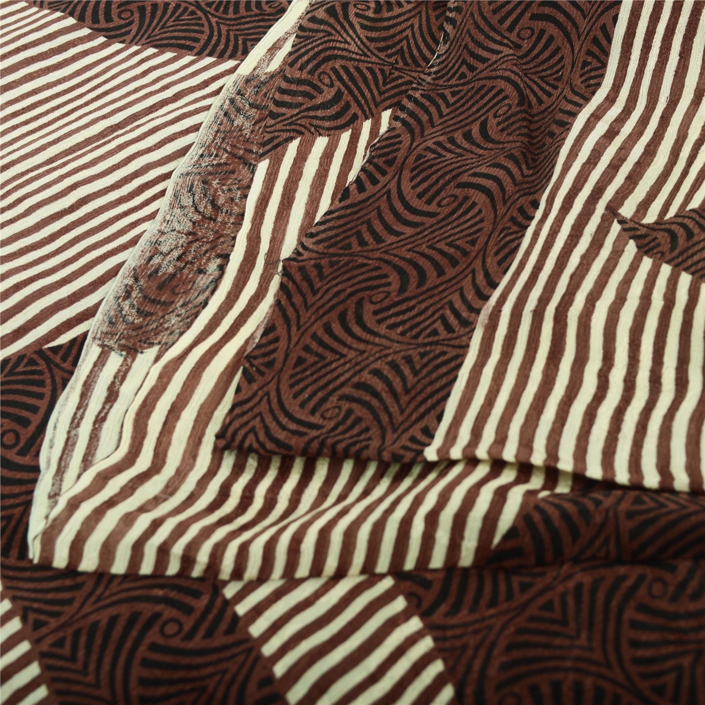 Sanskriti Vintage Printed Blend Georgette Saree 5 Yard Sari Craft Decor Sustainable Fabric