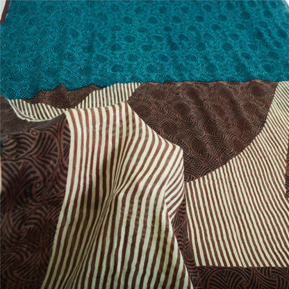Sanskriti Vintage Printed Blend Georgette Saree 5 Yard Sari Craft Decor Sustainable Fabric