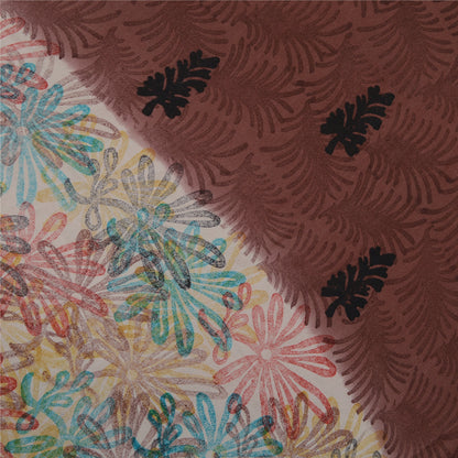 Sanskriti Vintage Sarees Brown Pure Georgette Silk Printed Sari 5yd Craft Fabric