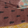 Sanskriti Vintage Sarees Brown Pure Georgette Silk Printed Sari 5yd Craft Fabric