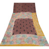 Sanskriti Vintage Sarees Brown Pure Georgette Silk Printed Sari 5yd Craft Fabric