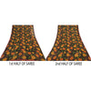 Sanskriti Vintage Black Sarees Blend Georgette Printed Sari 5yd Craft Fabric