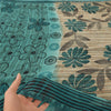 Sanskriti Vintage Green Pure Georgette Silk Sarees Printed Sari 5yd Craft Fabric