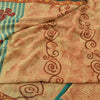 Sanskriti Vintage Cream/Red Sarees Pure Georgette Printed Sari 5yd Craft Fabric