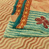 Sanskriti Vintage Cream/Red Sarees Pure Georgette Printed Sari 5yd Craft Fabric
