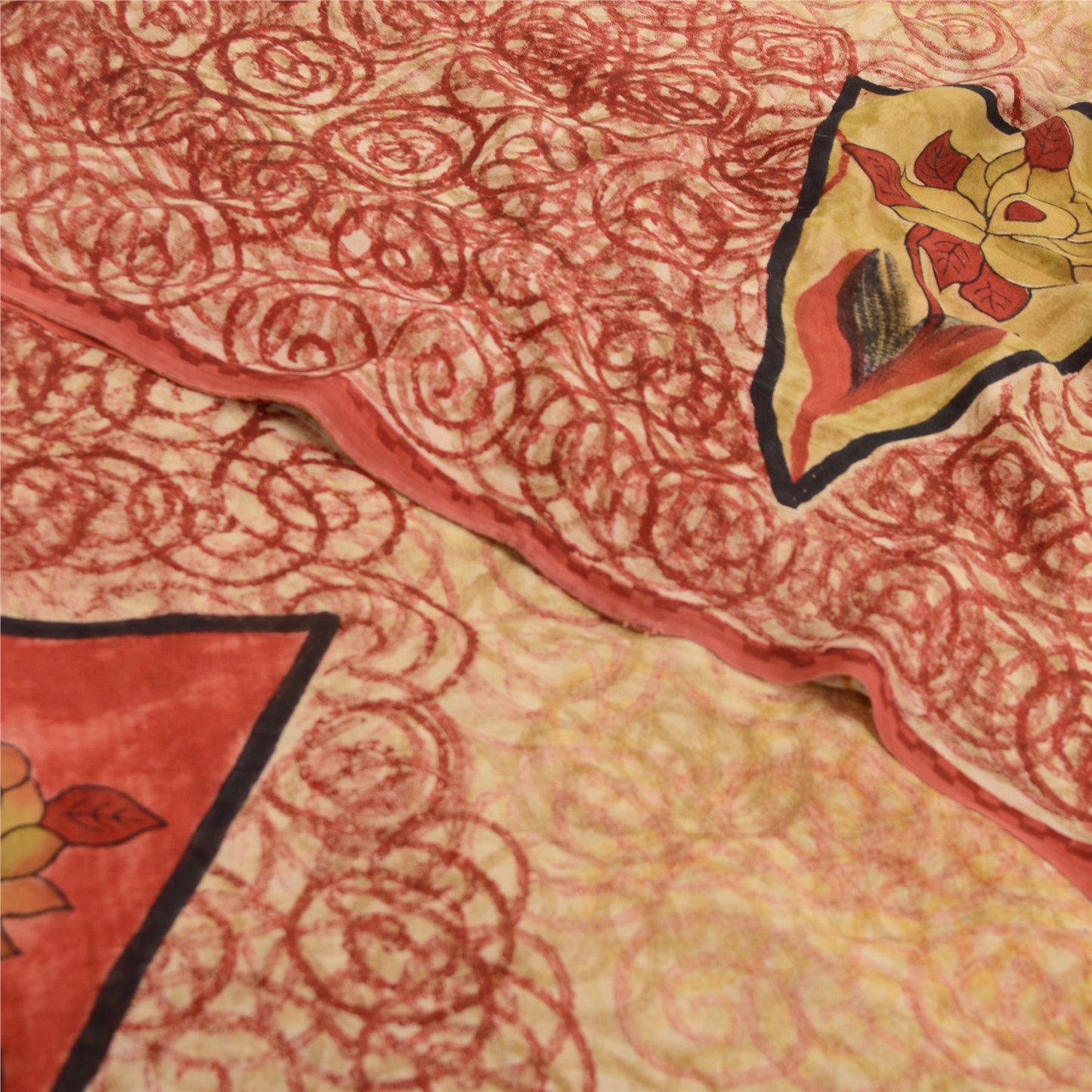 Sanskriti Vintage Multi Sarees Pure Georgette Silk Printed Sari 5YD Craft Fabric