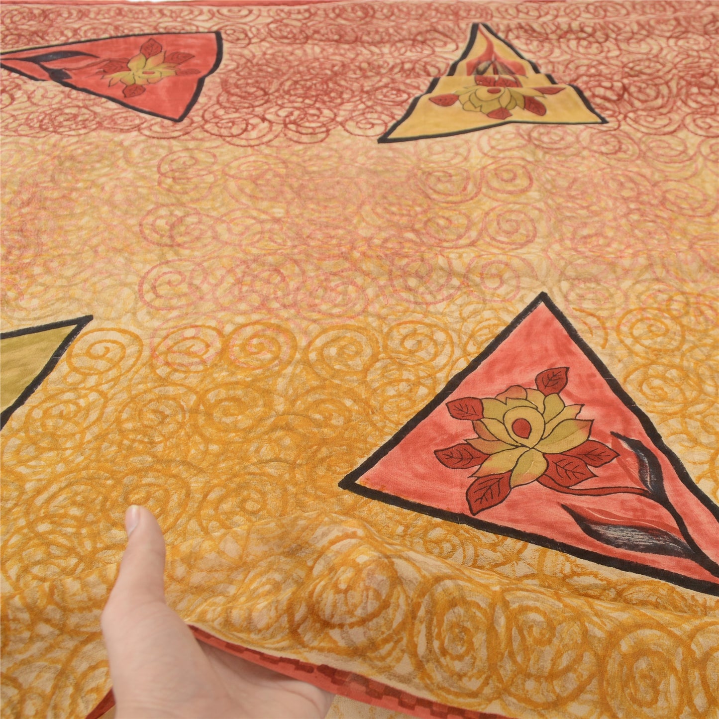 Sanskriti Vintage Multi Sarees Pure Georgette Silk Printed Sari 5YD Craft Fabric