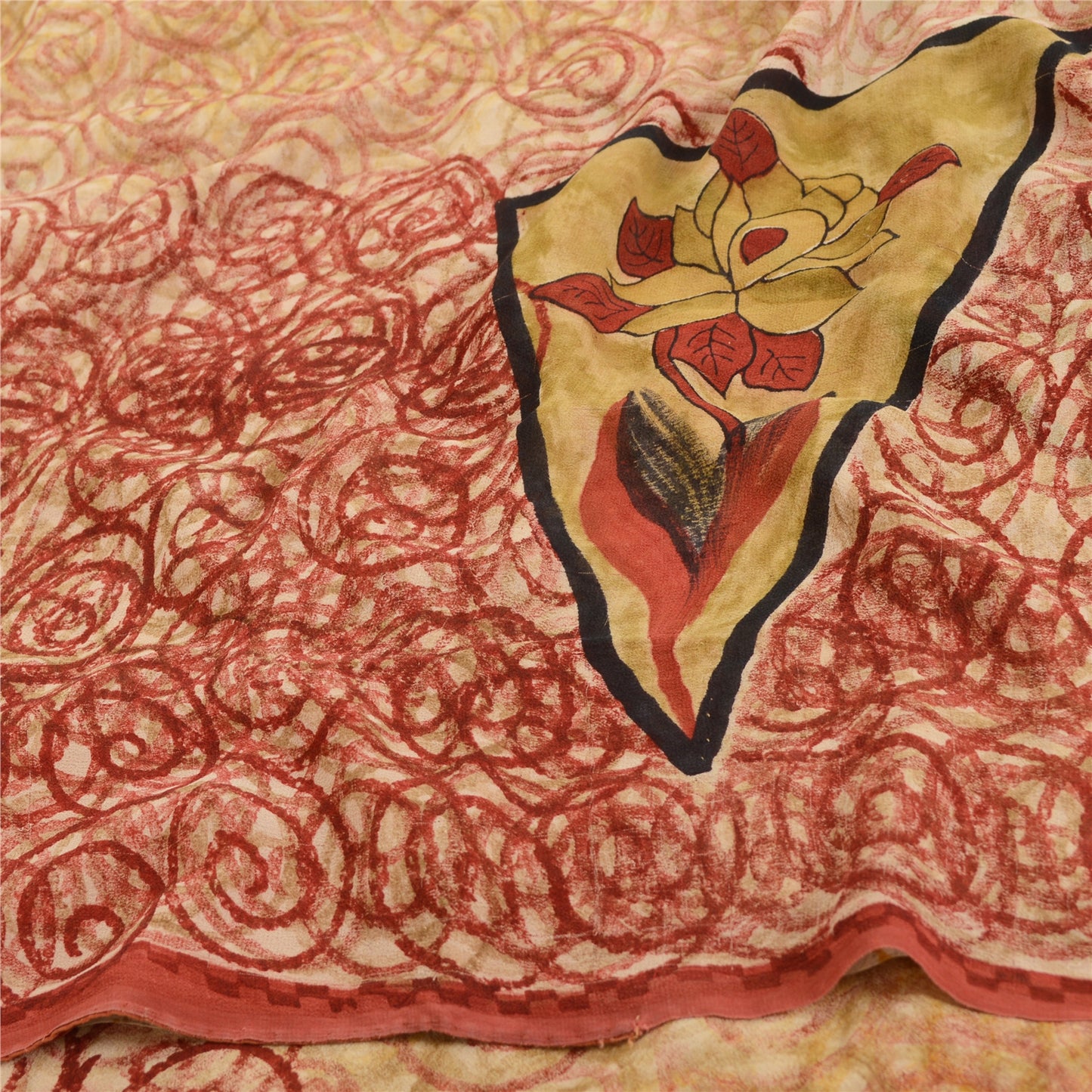 Sanskriti Vintage Multi Sarees Pure Georgette Silk Printed Sari 5YD Craft Fabric