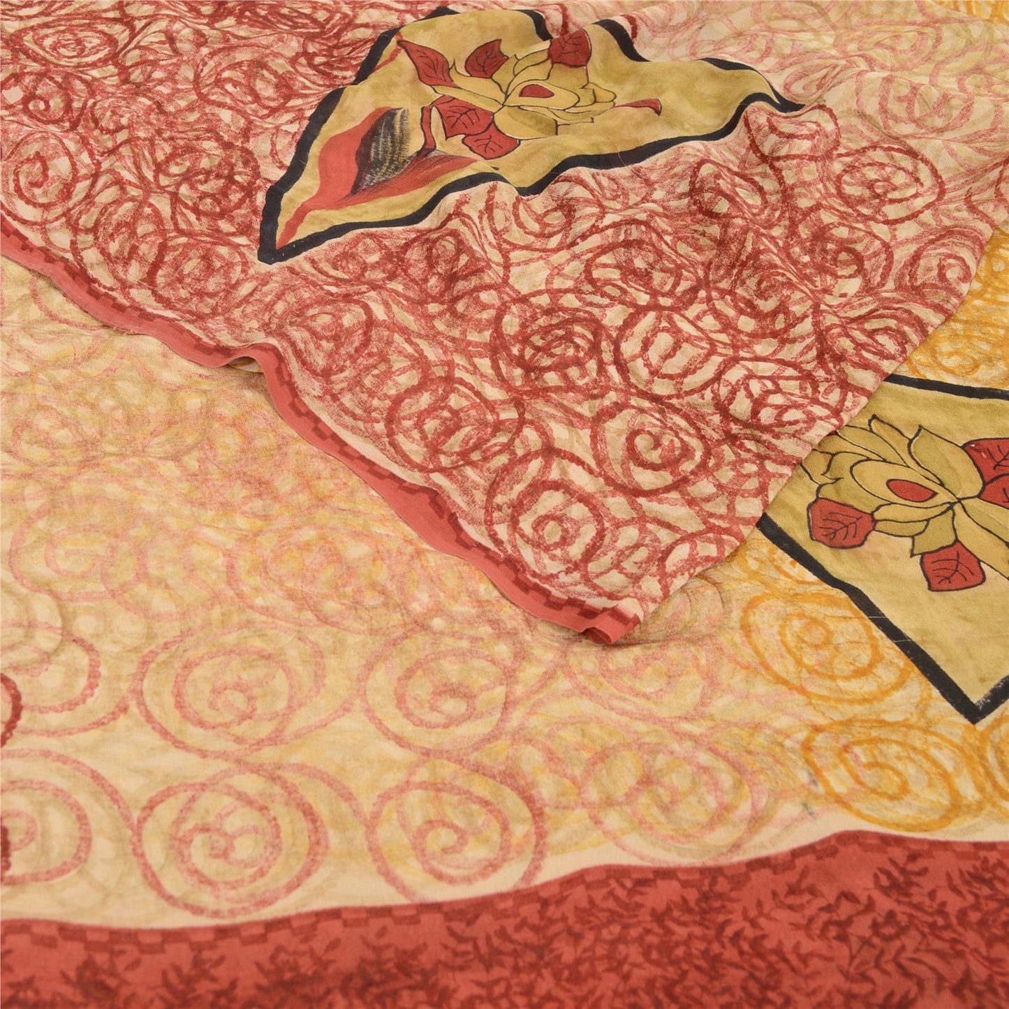 Sanskriti Vintage Multi Sarees Pure Georgette Silk Printed Sari 5YD Craft Fabric