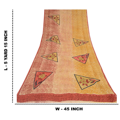 Sanskriti Vintage Multi Sarees Pure Georgette Silk Printed Sari 5YD Craft Fabric