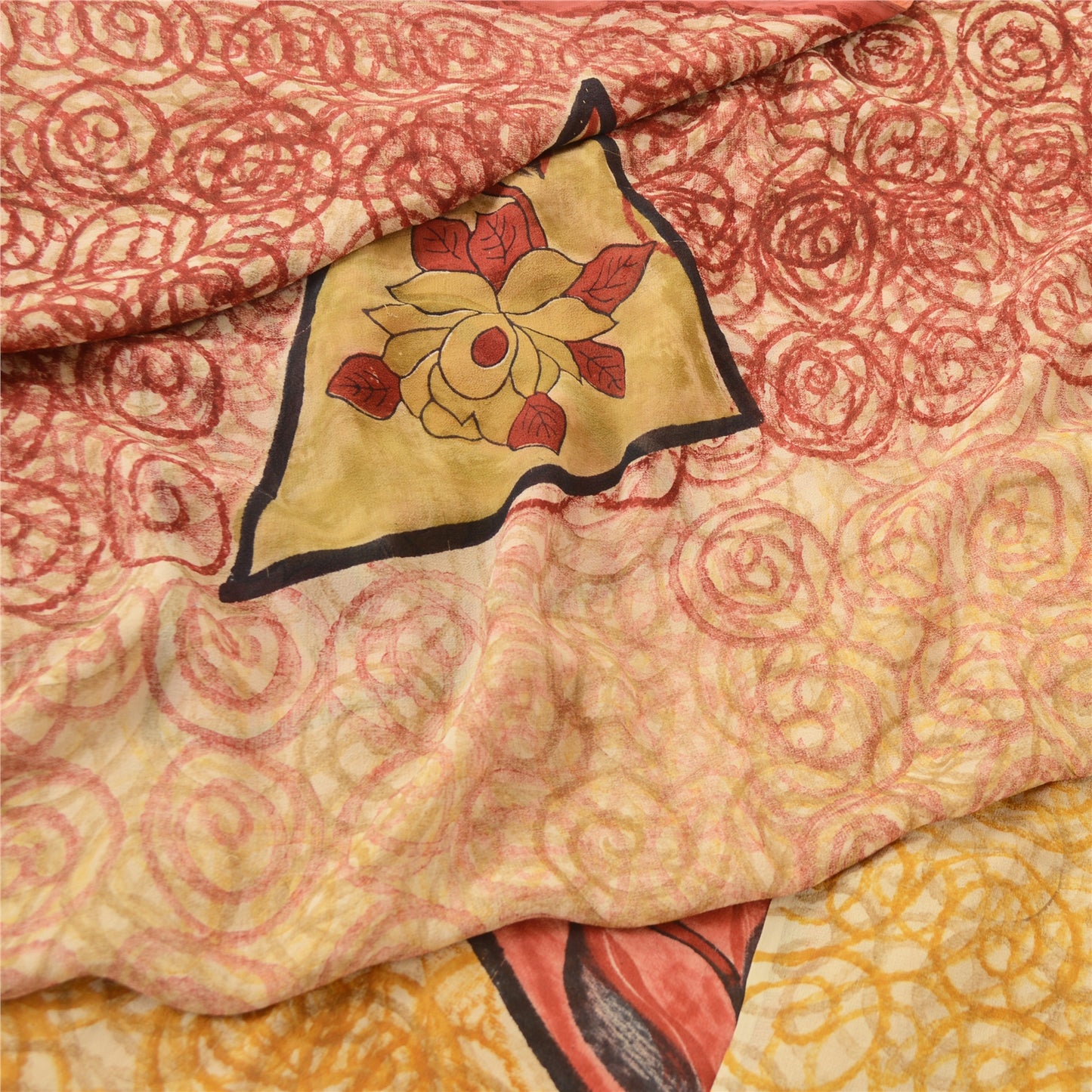 Sanskriti Vintage Multi Sarees Pure Georgette Silk Printed Sari 5YD Craft Fabric
