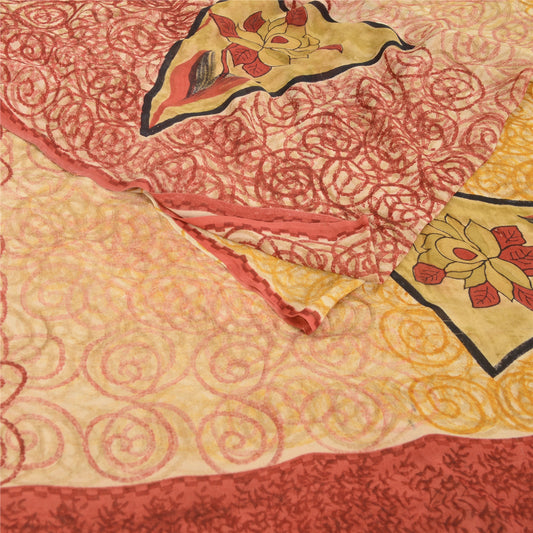 Sanskriti Vintage Multi Sarees Pure Georgette Silk Printed Sari 5YD Craft Fabric